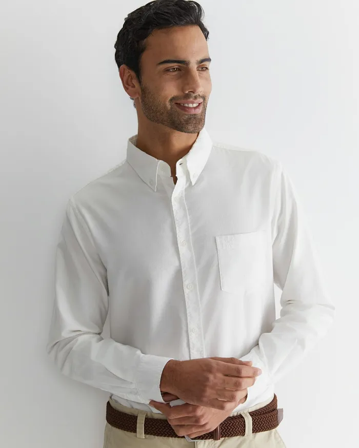 Sportscraft Oxford Long Sleeve Shirt White Men Shirts