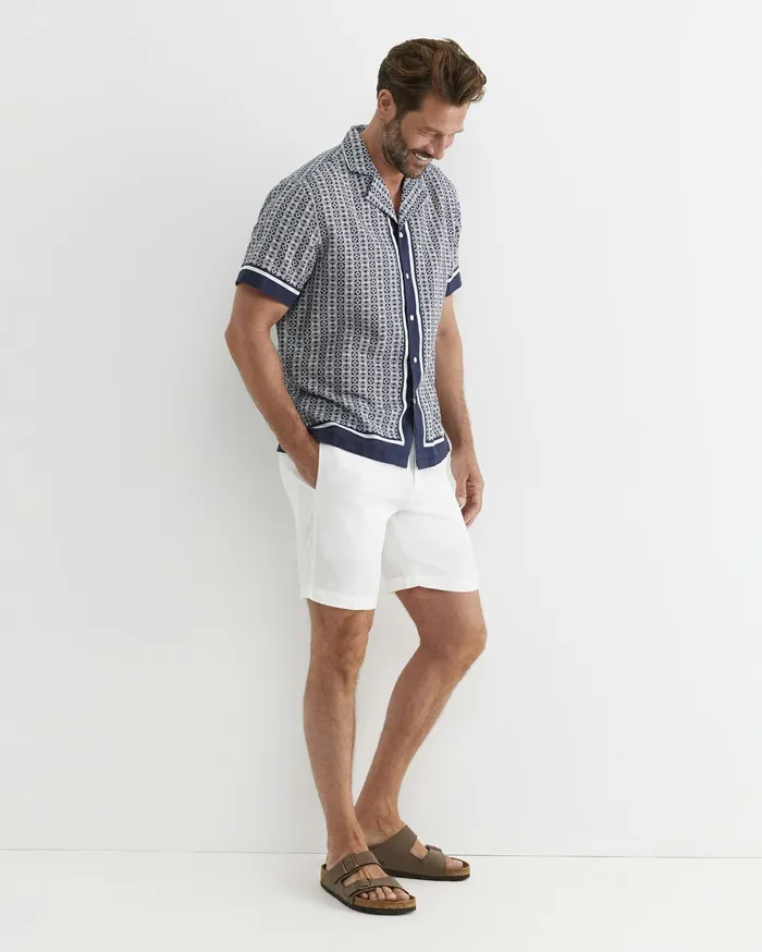 Sportscraft Paddington Short Sleeve Linen Blend Shirt Navy Men Shirts
