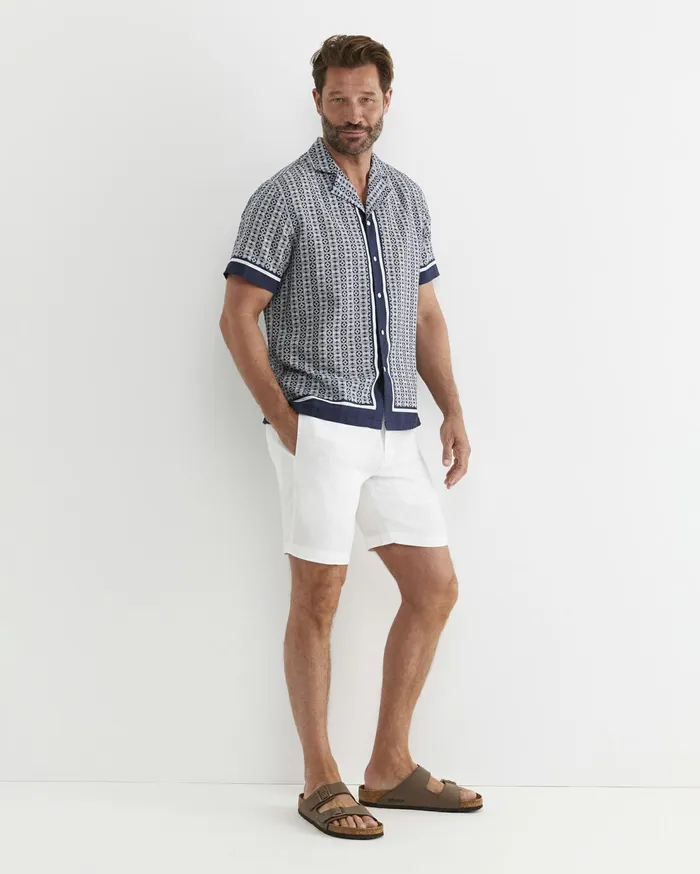 Sportscraft Paddington Short Sleeve Linen Blend Shirt Navy Men Shirts
