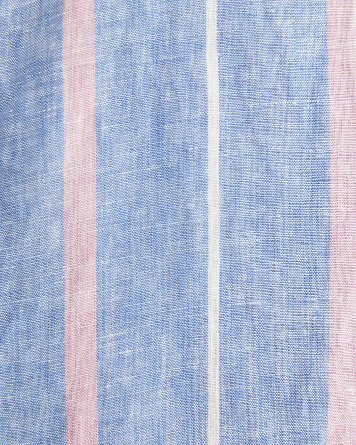 Sportscraft Redfern Short Sleeve Linen Stripe Shirt Pinkblue Men Shirts