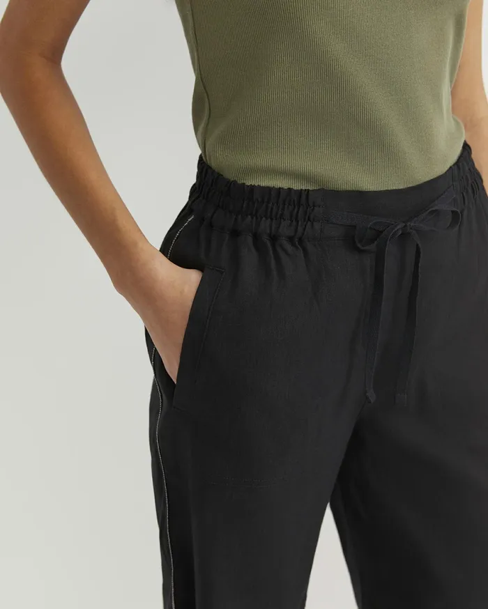 Sportscraft Rosa Bead Trim Linen Short Black Women Shorts