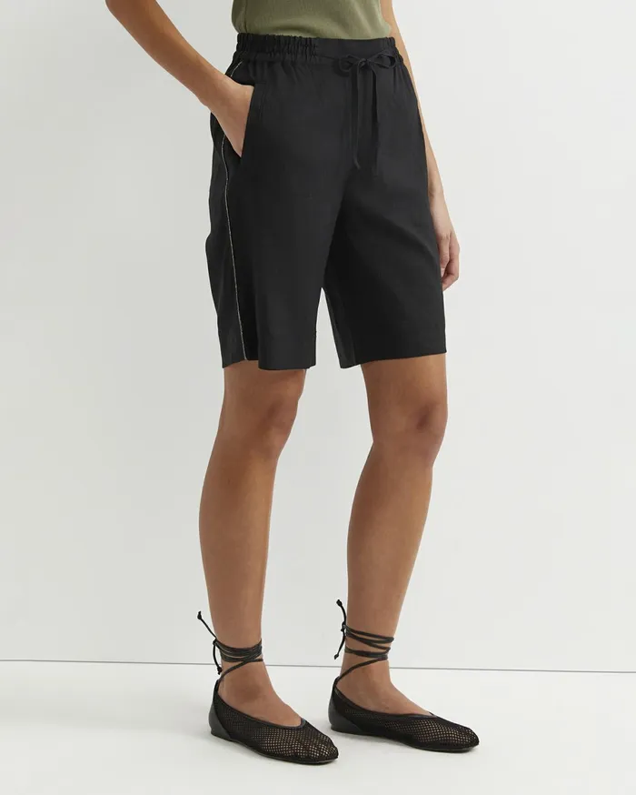Sportscraft Rosa Bead Trim Linen Short Black Women Shorts