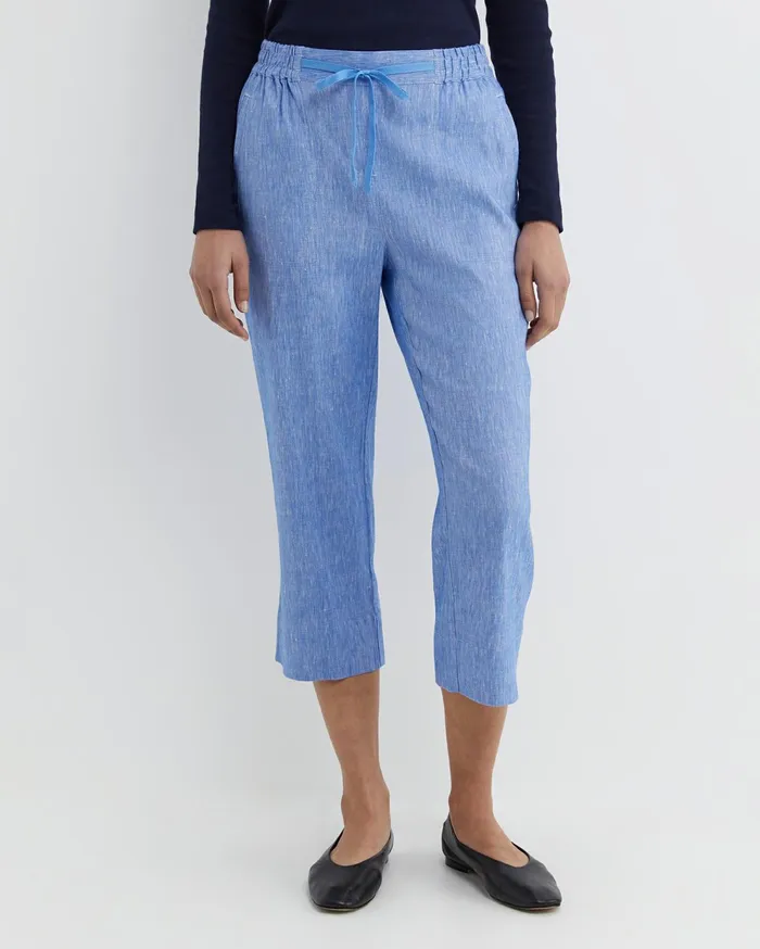 Sportscraft Rosa Crop Linen Pant Cerulean Women Pants