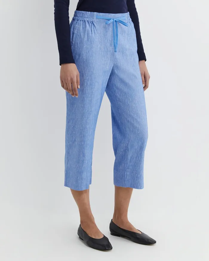 Sportscraft Rosa Crop Linen Pant Cerulean Women Pants
