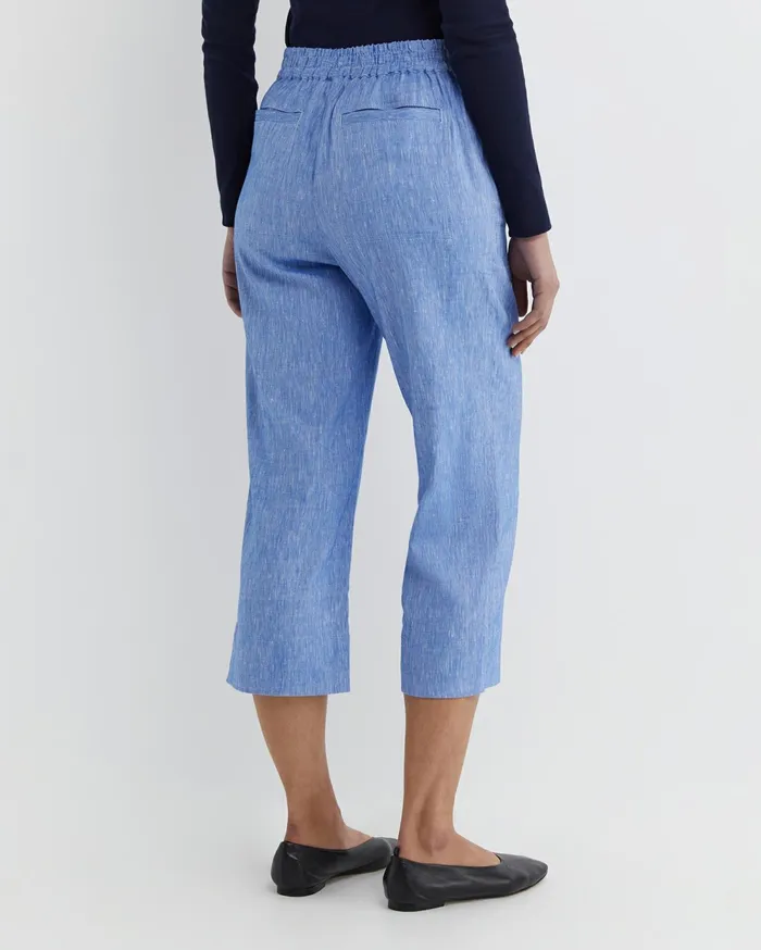Sportscraft Rosa Crop Linen Pant Cerulean Women Pants