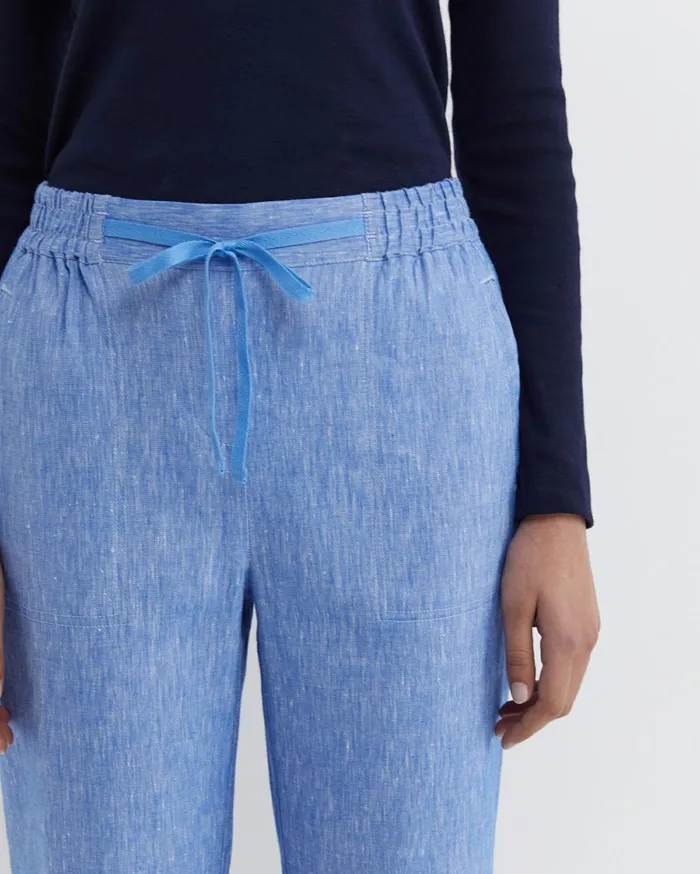 Sportscraft Rosa Crop Linen Pant Cerulean Women Pants