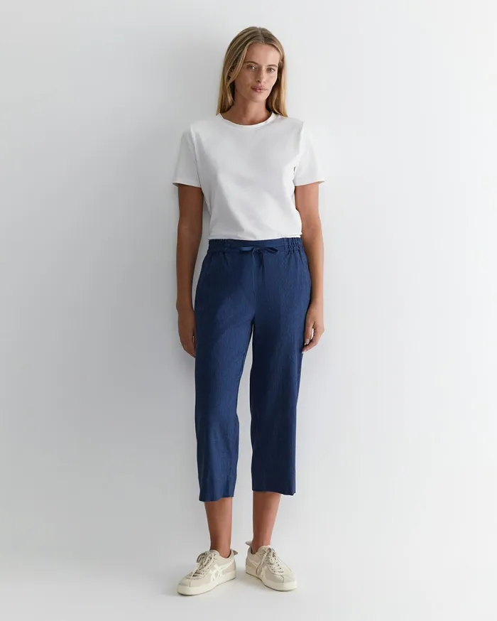 Sportscraft Rosa Crop Linen Pant Indigo Women Pants