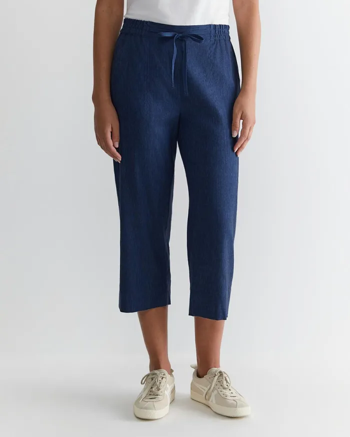 Sportscraft Rosa Crop Linen Pant Indigo Women Pants