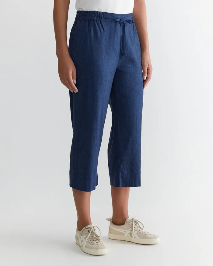 Sportscraft Rosa Crop Linen Pant Indigo Women Pants
