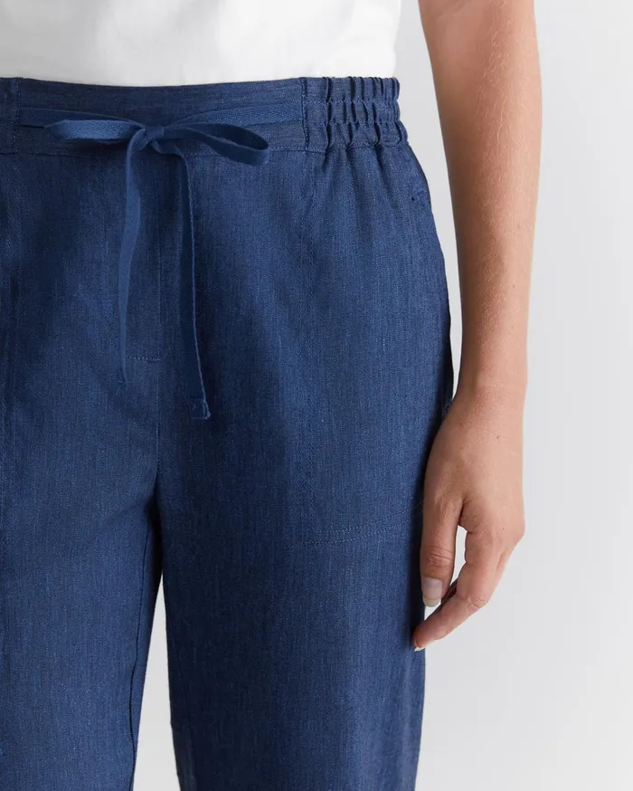 Sportscraft Rosa Crop Linen Pant Indigo Women Pants