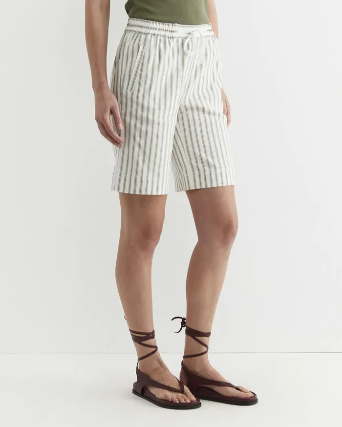 Sportscraft Rosa Stripe Linen Short Whitekhaki Women Shorts