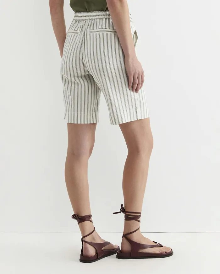 Sportscraft Rosa Stripe Linen Short Whitekhaki Women Shorts