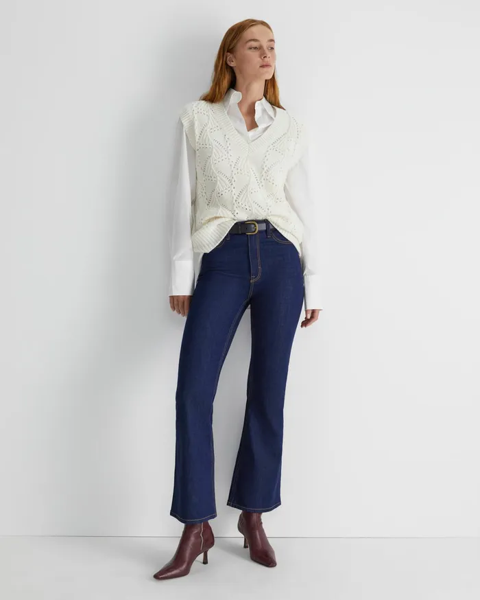 Sportscraft Sunshine Open Knit Wool Vest Winter White Women Knits and Cardigans