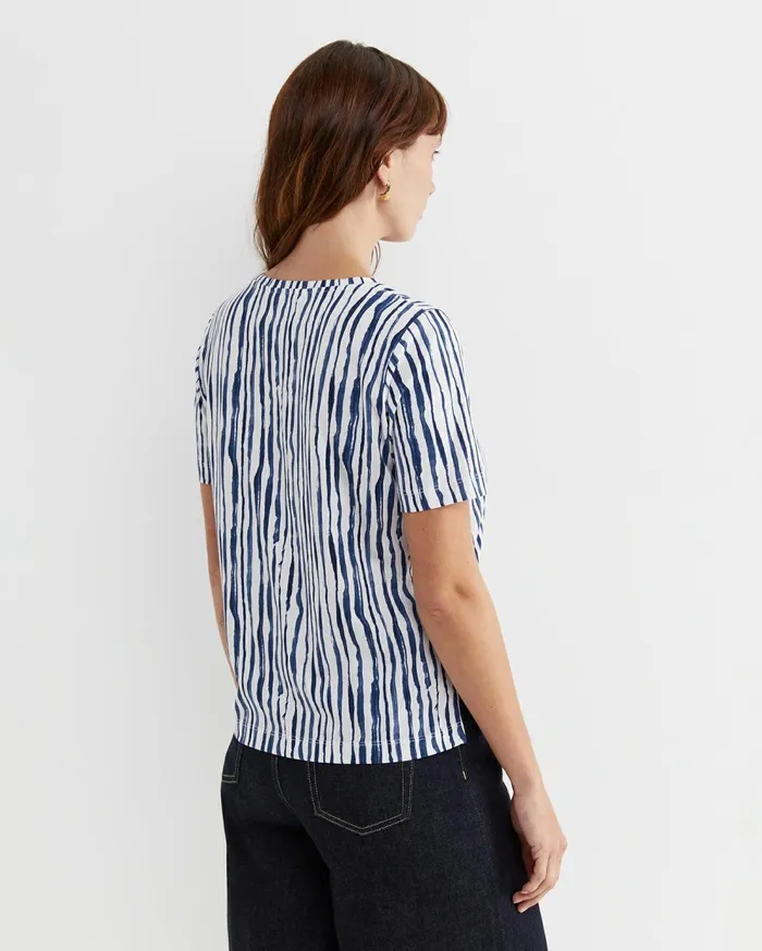 Sportscraft Tina Stripe Mercerised Tee Navywhite Women Tops and Tees