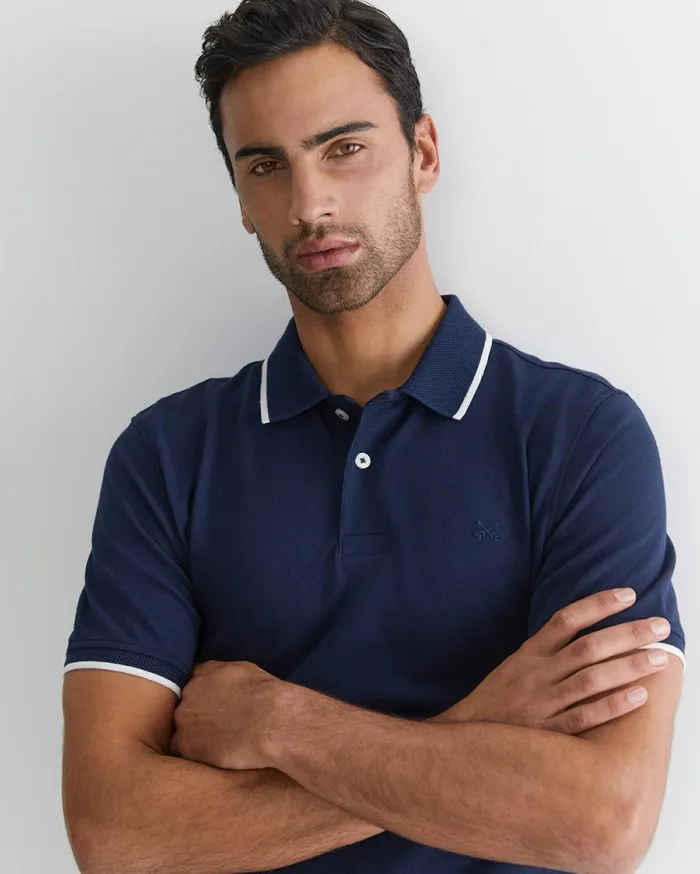 Sportscraft Tipped Pique Polo Navy Men TShirts and Polos