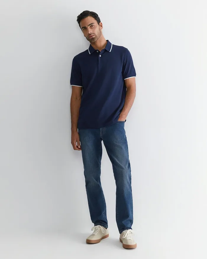 Sportscraft Tipped Pique Polo Navy Men TShirts and Polos