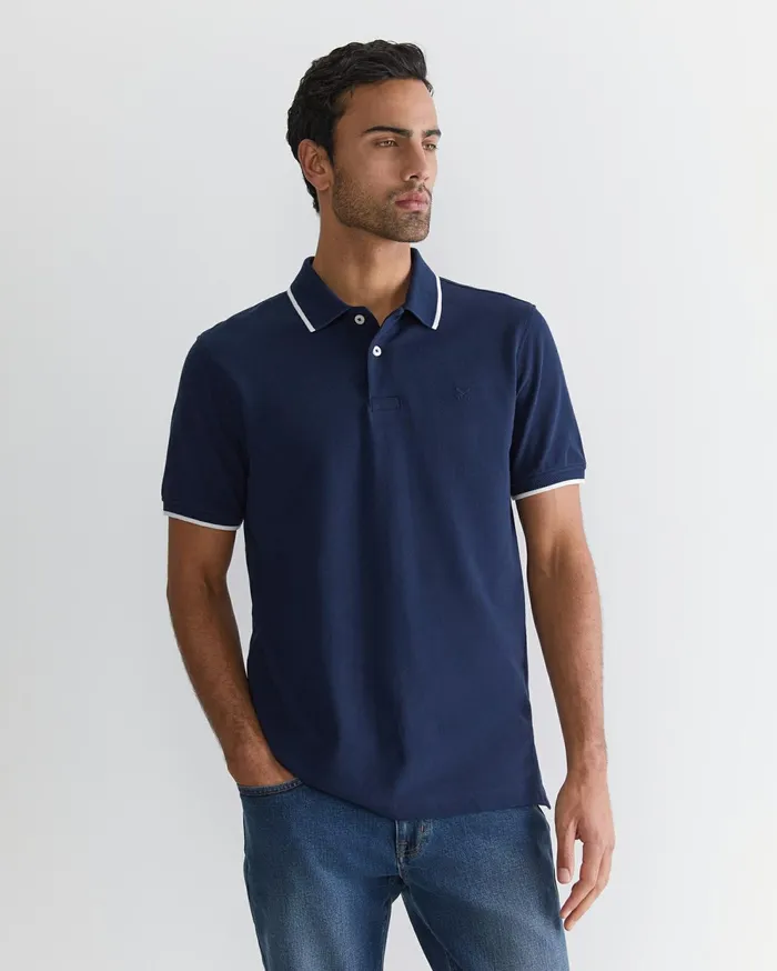 Sportscraft Tipped Pique Polo Navy Men TShirts and Polos
