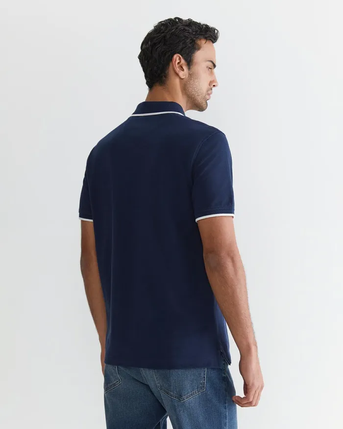 Sportscraft Tipped Pique Polo Navy Men TShirts and Polos