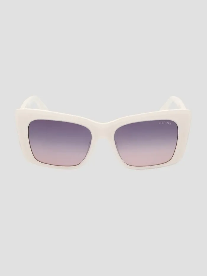 Square Logo Print Plastic Sunglasses 21bWht Women Sunglasses GUESS