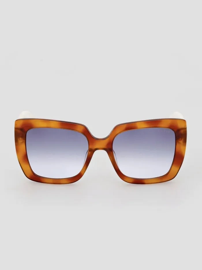 Square Logo Print Plastic Sunglasses Tort Women Sunglasses GUESS