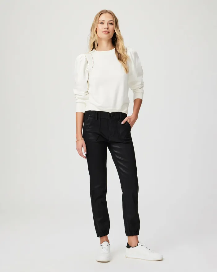 Straight Mayslie Jogger 8211 Black Fog Luxe Coating 8211 PAIGE Women