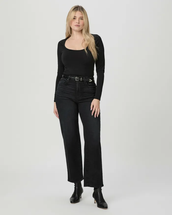 Straight PAIGE Women Flaunt Denim Heartthrob Straight Jean 8211 Solar Black