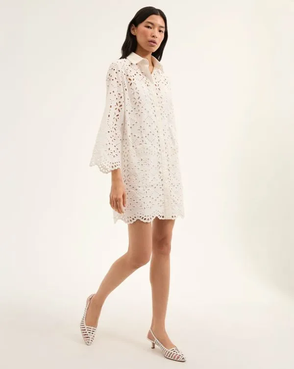 Sumatra Cotton Eyelet Dress Offwhite Women Veronica Beard Dresses Sumatra Cotton Eyelet Dress Offwhite Women Veronica Beard Dresses