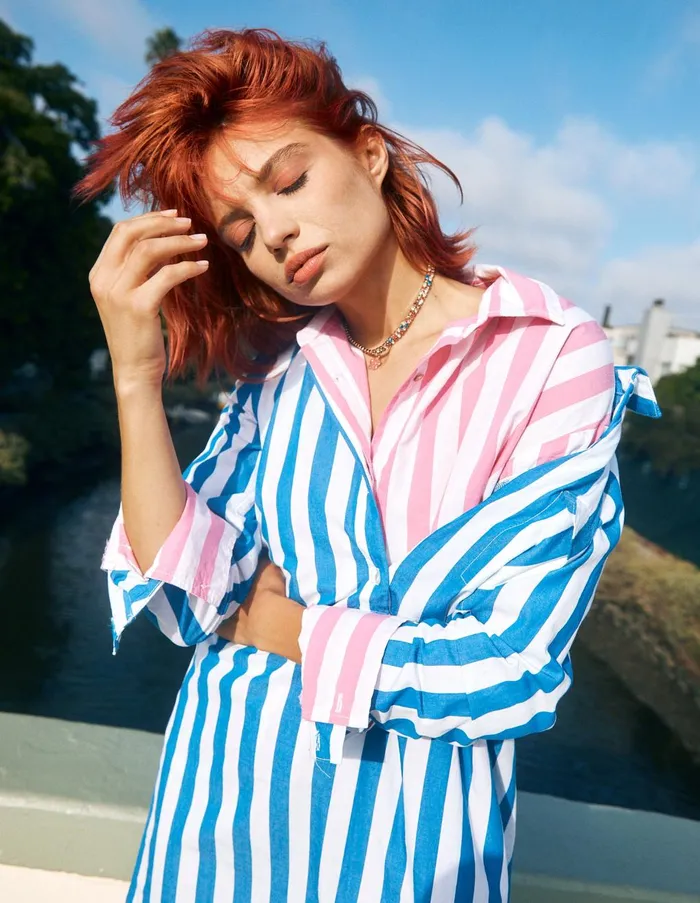 Sundry Clothing Dresses Women Women039s Candy Striped Long Sleeve Shirt Dress In Azure Azure Sundry Clothing Dresses Women Women039s Candy Striped Long Sleeve Shirt Dress In Azure Azure