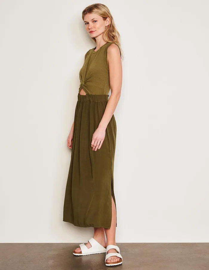 Sundry Clothing Dresses Women Women039s Midi Mixed Media Dress In Olive Olive Sundry Clothing Dresses Women Women039s Midi Mixed Media Dress In Olive Olive