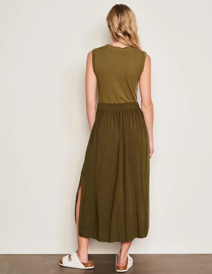 Sundry Clothing Dresses Women Women039s Midi Mixed Media Dress In Olive Olive Sundry Clothing Dresses Women Women039s Midi Mixed Media Dress In Olive Olive