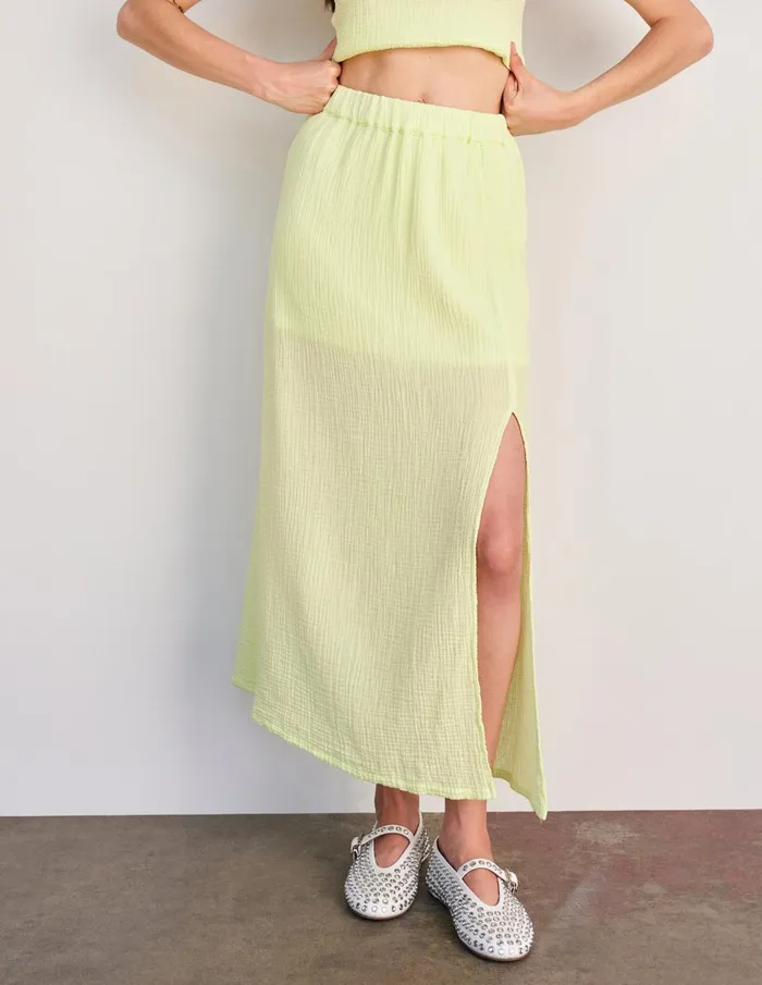 Sundry Clothing Skirts Women Women039s Long Skirt With Slit In Lime Lime