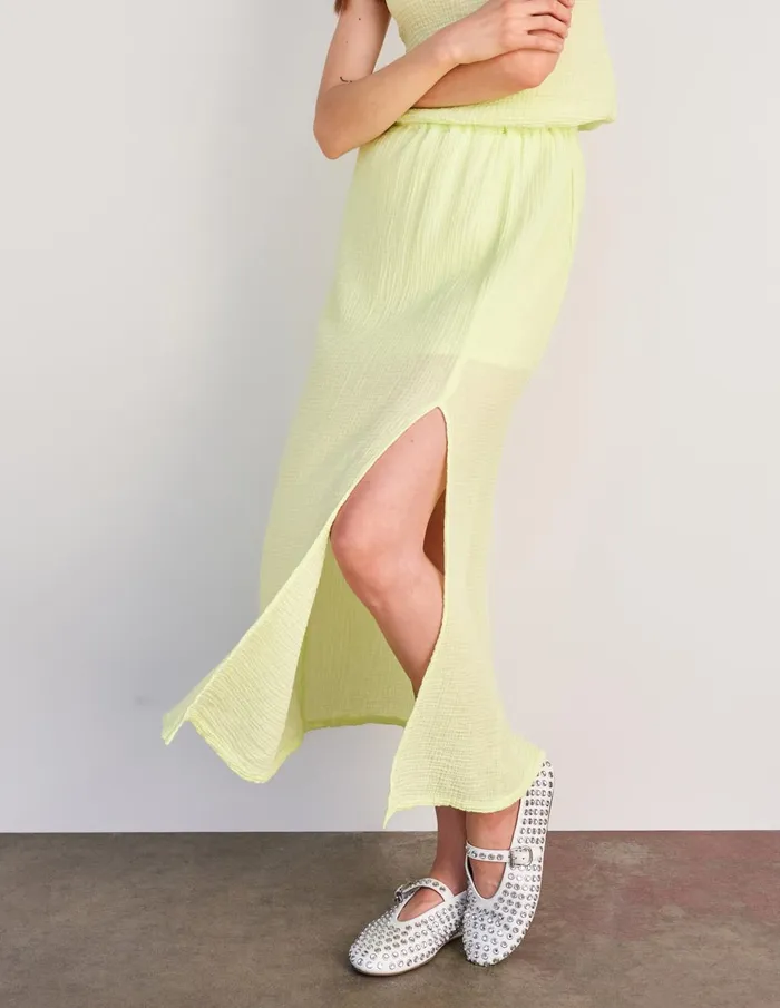 Sundry Clothing Skirts Women Women039s Long Skirt With Slit In Lime Lime
