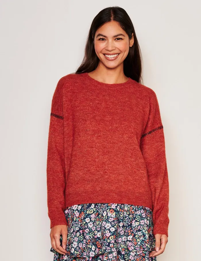 Sundry Clothing Sweaters Women Women039s Baseball Stitch Crew Neck Sweater In Red Rock Red Rock Sundry Clothing Sweaters Women Women039s Baseball Stitch Crew Neck Sweater In Red Rock Red Rock