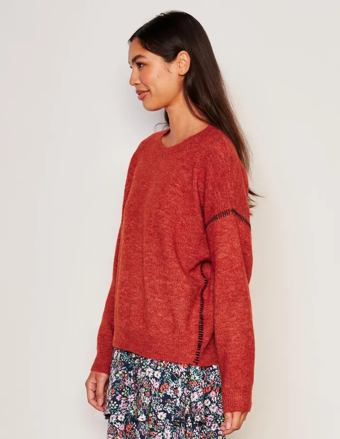 Sundry Clothing Sweaters Women Women039s Baseball Stitch Crew Neck Sweater In Red Rock Red Rock Sundry Clothing Sweaters Women Women039s Baseball Stitch Crew Neck Sweater In Red Rock Red Rock