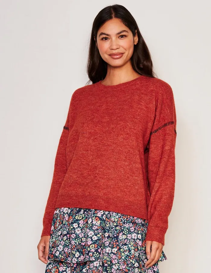 Sundry Clothing Sweaters Women Women039s Baseball Stitch Crew Neck Sweater In Red Rock Red Rock Sundry Clothing Sweaters Women Women039s Baseball Stitch Crew Neck Sweater In Red Rock Red Rock