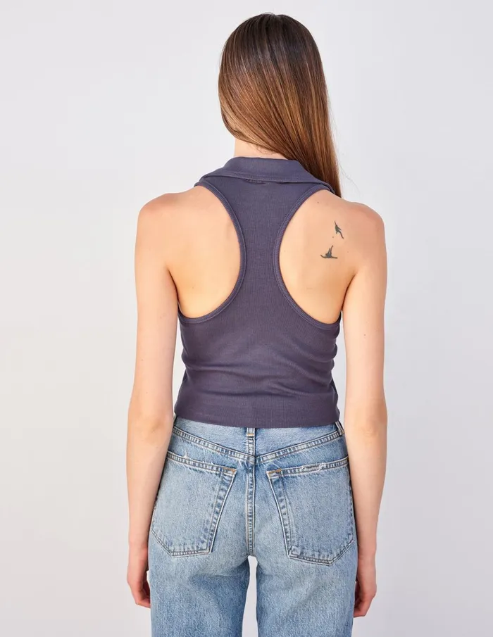 Sundry Clothing Tanks Women Women039s Johnny Collar Crop Tank In Navy Navy