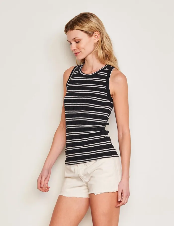 Sundry Clothing Tanks Women Women039s Variegated Rib Stripe High Crew Tank In Deep Navy Deep Navy Sundry Clothing Tanks Women Women039s Variegated Rib Stripe High Crew Tank In Deep Navy Deep Navy