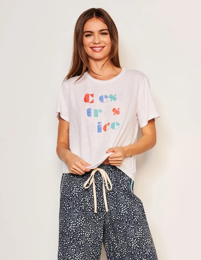 Sundry Clothing Tees Women Women039s C039est Crew Neck Tee In Optic White Optic White Sundry Clothing Tees Women Women039s C039est Crew Neck Tee In Optic White Optic White