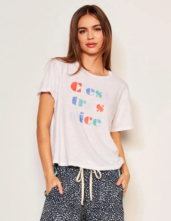 Sundry Clothing Tees Women Women039s C039est Crew Neck Tee In Optic White Optic White Sundry Clothing Tees Women Women039s C039est Crew Neck Tee In Optic White Optic White