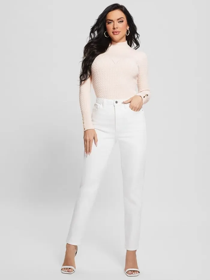 Sweaters and Knits Eco Bettie Mock Neck Sweater Pearl Powder 8211 GUESS Women Sweaters and Knits Eco Bettie Mock Neck Sweater Pearl Powder 8211 GUESS Women