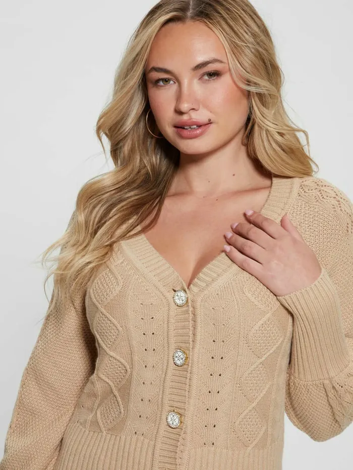 Sweaters and Knits GUESS Women Eco Brielle Cardigan Sweater Foamy Taupe Sweaters and Knits GUESS Women Eco Brielle Cardigan Sweater Foamy Taupe