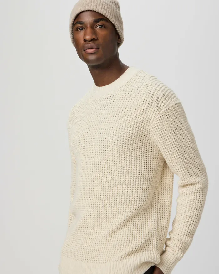 Sweaters and Sweatshirts PAIGE Men Mylo Waffle Crew Sweater 8211 Heathered Natural Sweaters and Sweatshirts PAIGE Men Mylo Waffle Crew Sweater 8211 Heathered Natural