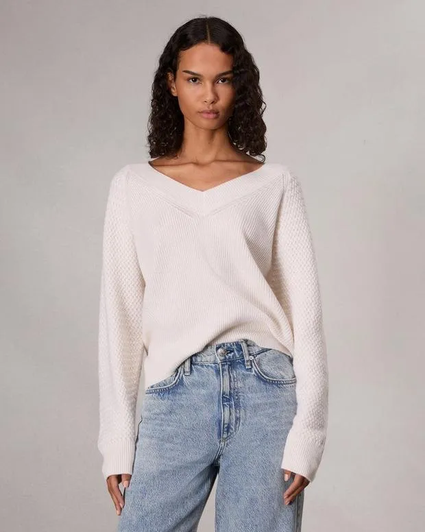 Sweaters and Sweatshirts rag and bone Women Kaylee Cashmere Sweater BlackHeather GreyIvory