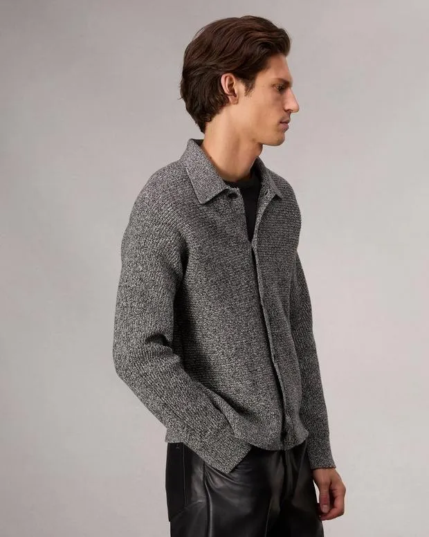 Sweaters Men rag and bone Marled CottonBlend Cardigan Black Multi