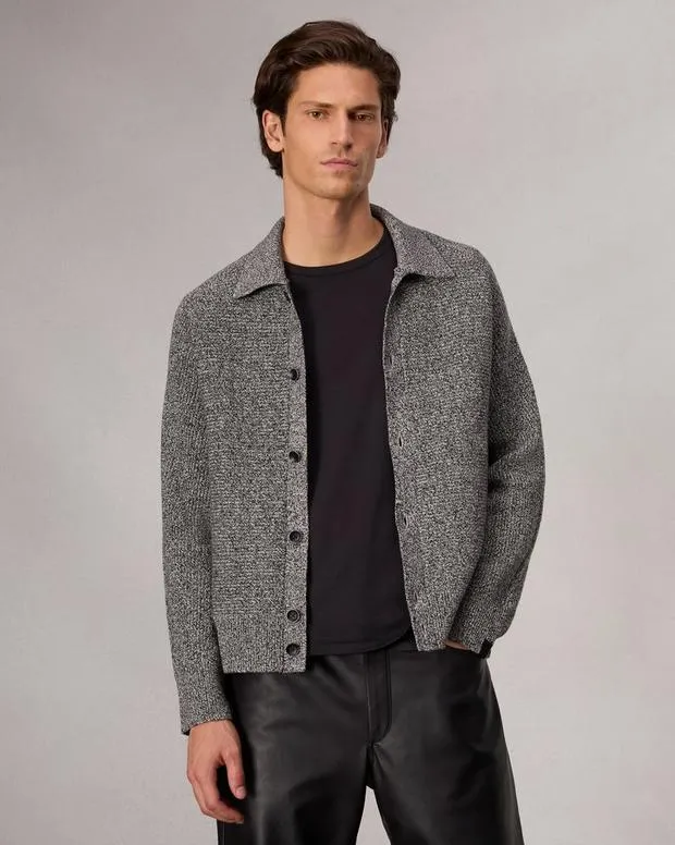 Sweaters Men rag and bone Marled CottonBlend Cardigan Black Multi