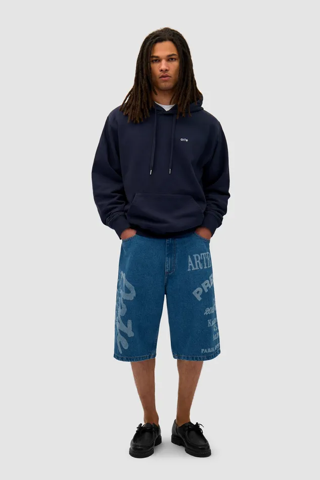 Sweats capuche Arte Antwerp Men Back Sun and Moon Hoodie Marine