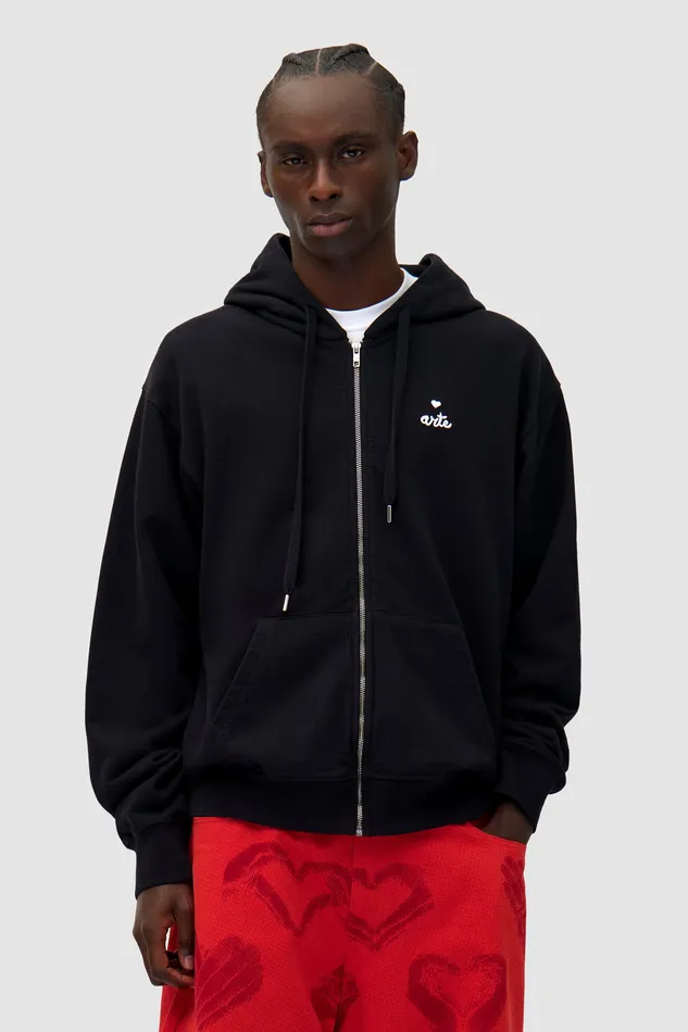 Sweats capuche Sweat capuche zipp en forme de cur Noir Arte Antwerp Men