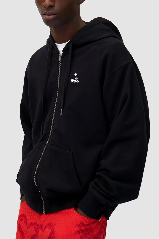 Sweats capuche Sweat capuche zipp en forme de cur Noir Arte Antwerp Men