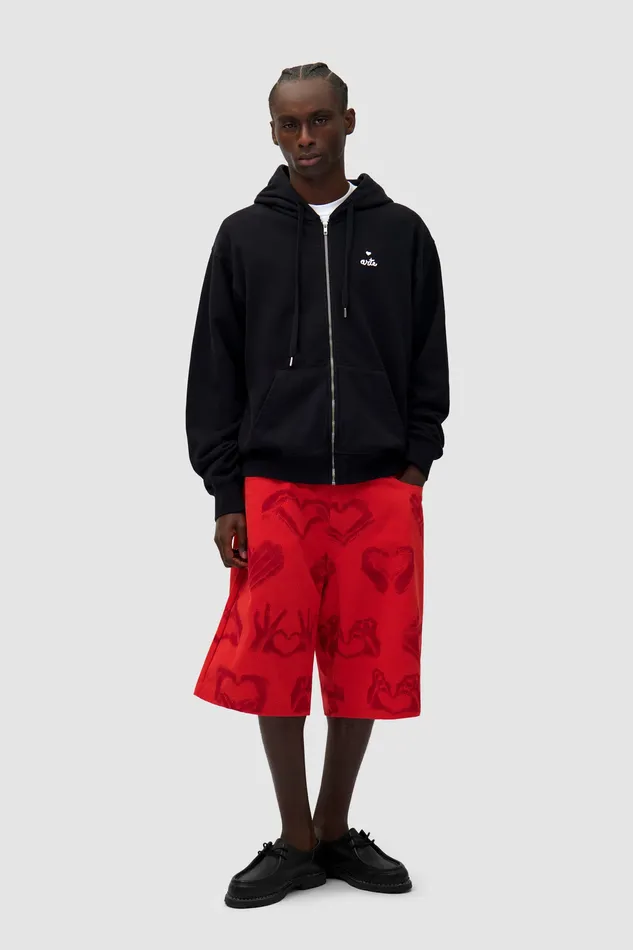 Sweats capuche Sweat capuche zipp en forme de cur Noir Arte Antwerp Men