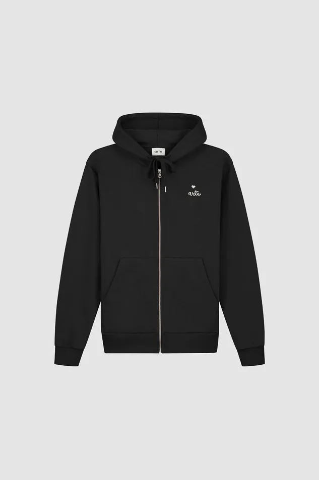 Sweats capuche Sweat capuche zipp en forme de cur Noir Arte Antwerp Men